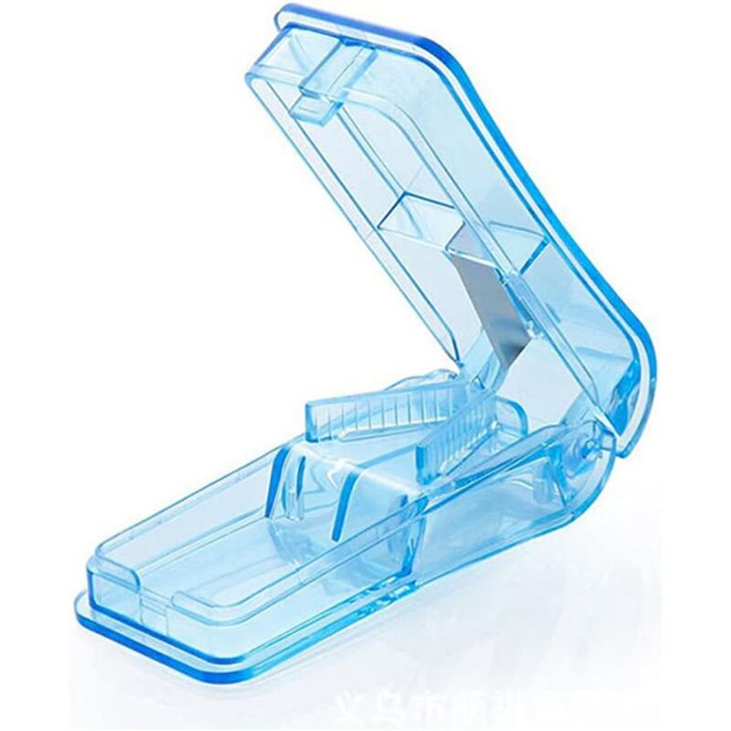 foto del prodotto tagliapillole per tagliare e frantumare compresse piccole e grandi, divisore per pillole 2 in 1 con lama e scomparto portaoggetti, vitamine per