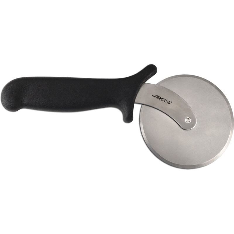 foto del prodotto tagliapizza arcos 614800 lama in acciaio inox e mango polipropilene 100 mm con coperchio del display