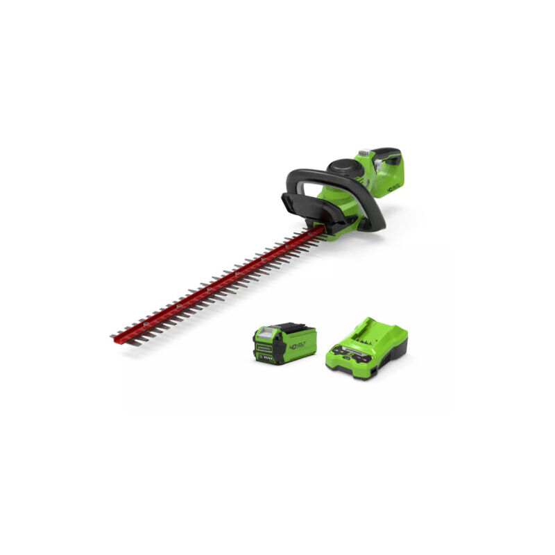 foto del prodotto tagliasiepi 61cm 40v greenworks batteria 2,0 ah caricabatterie g40ht61