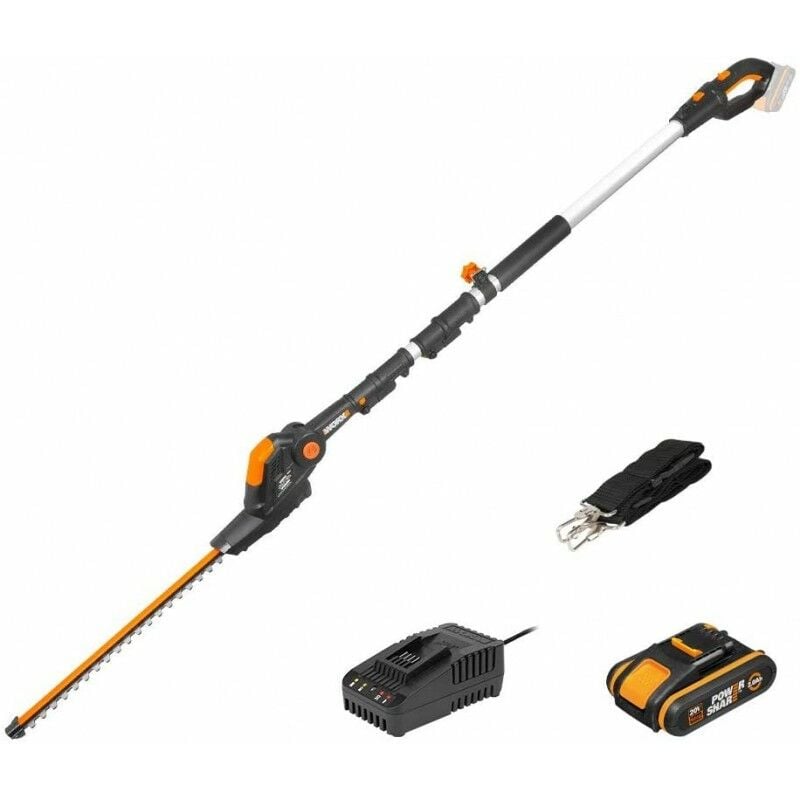 foto del prodotto tagliasiepi con prolunga 3.6mt a batteria 20v 2ah con carica rapido 1h x 2ah