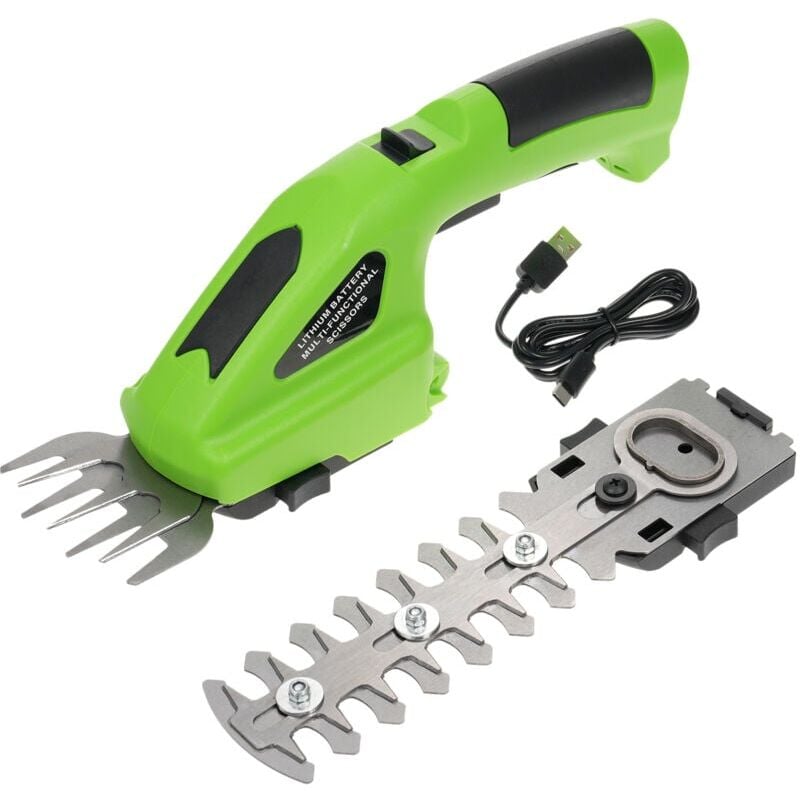 foto del prodotto tagliasiepi elettrico mini tagliabordi a batteria con batteria da 7,2 v tagliasiepi 2 in 1 e cavo usb c, 1100 giri min, per tagliare siepi e prati
