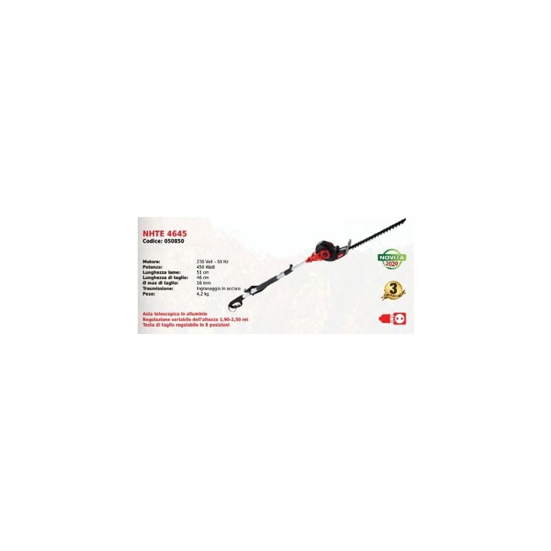 foto del prodotto tagliasiepi elettrico telescopico nhte 4645 novatec con motore 230 volt 450 watt