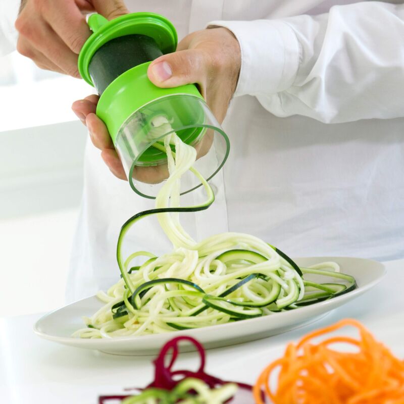 foto del prodotto tagliaverdure a spirale spiru, cucina sana e creativa, facile da usare e pulire, ideale per zucchine e carote, verde, 8x8x9 cm, abs innovagoods
