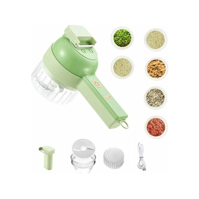 foto del prodotto tagliaverdure frullatore elettrico 4in1 portatile affetta taglia verdure ricaricabile