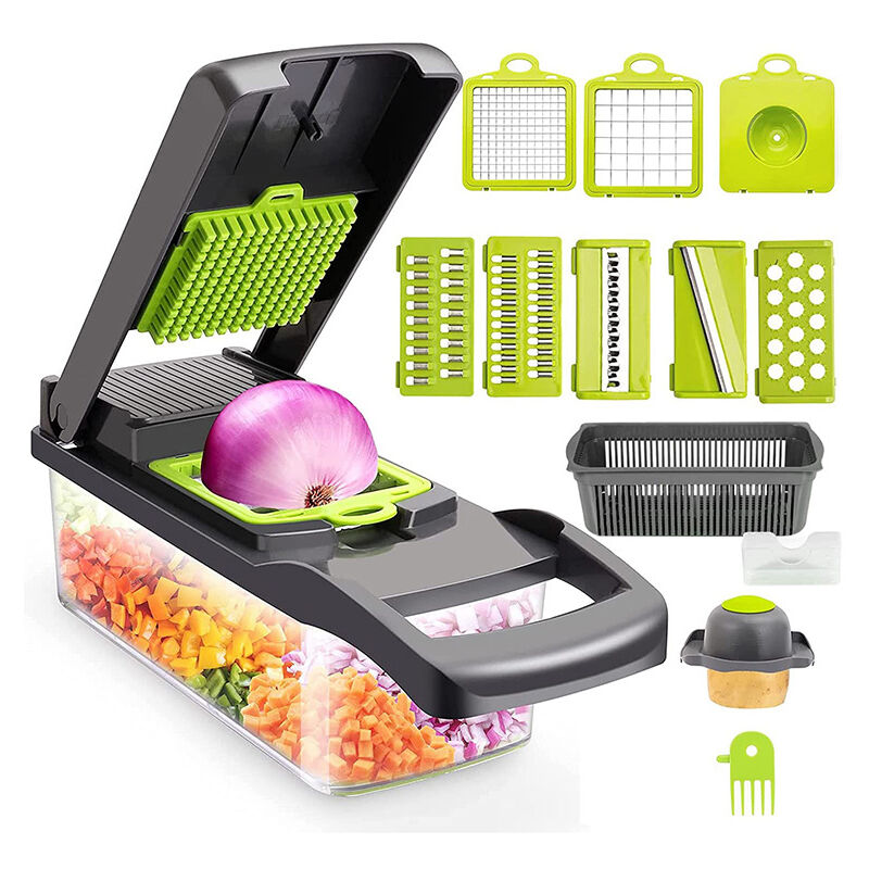 foto del prodotto tagliaverdure multifunzionale , accessorio da cucina per affettare, tagliare e sminuzzare verdure a sezione spessa