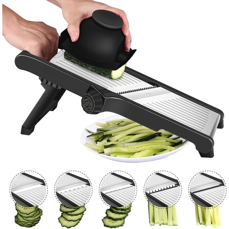 foto del prodotto tagliaverdure multifunzionale mandolina da cucina professionale, acciaio inossidabile regolabile, per fette spesse da 1 a 9 mm, mandolina manuale