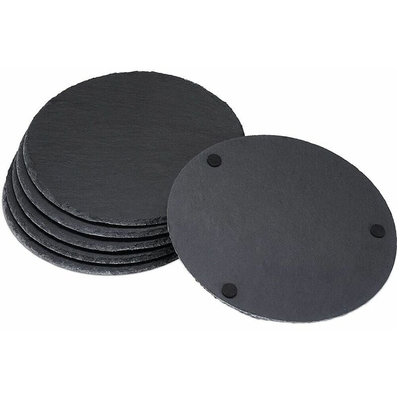 foto del prodotto tagliere in ardesia nero pietra naturale da sushi set4 ristorante cucina vassoio piatto piano tondo portata a servire misura diametro 30 cm