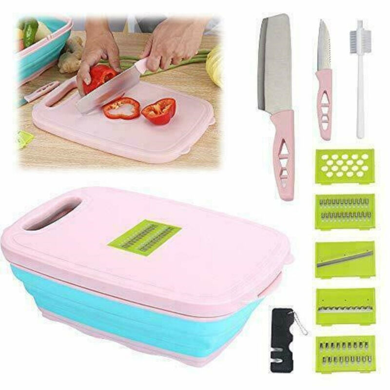 foto del prodotto tagliere multifunzione 9 in 1 pieghevole affetta verdure coltelli cucina trade shop traesio