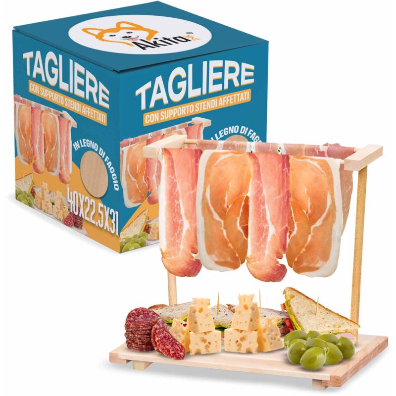 foto del prodotto tagliere per aperitivo appendi prosciutto in legno di faggio 40x22.5x31 cm