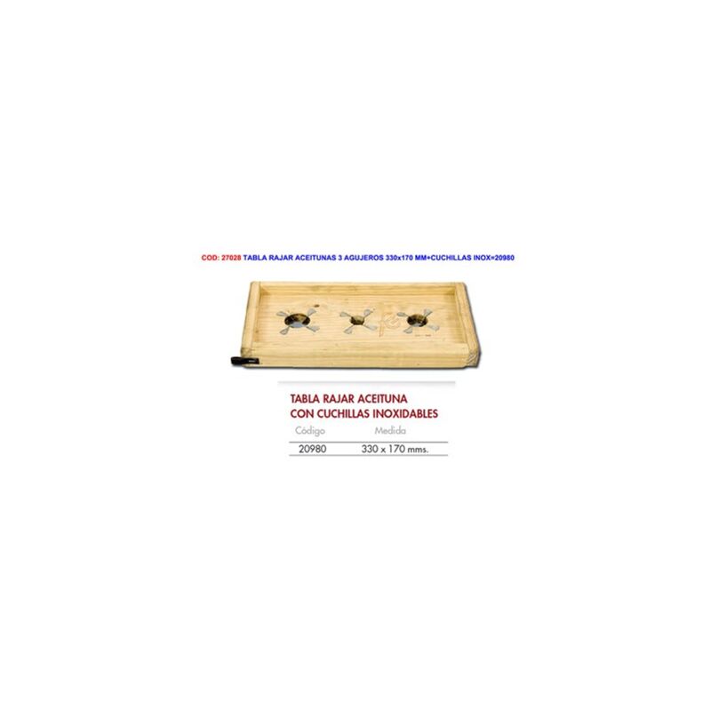 foto del prodotto tagliere per olive 3 fori 330x170 mm con lame in acciaio inox 20980