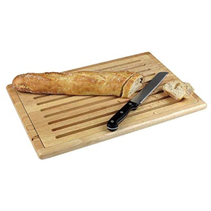 foto del prodotto tagliere per pane aps rubberwood , tagliere, tavola di legno, tagliere per pane con vassoio raccoglibriciole rimovibile, quattro piedi antiscivolo,