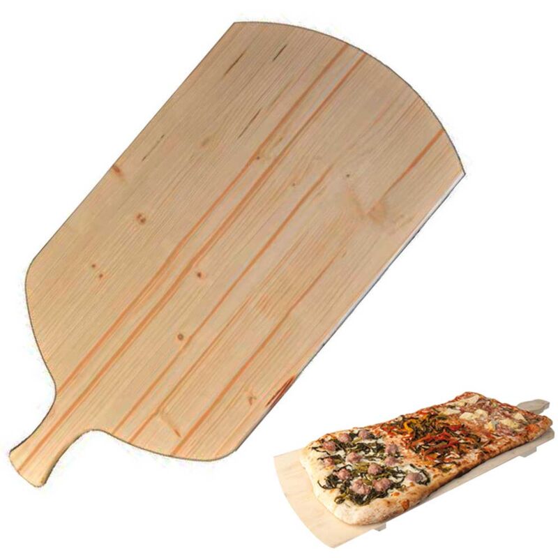 foto del prodotto tagliere per pizza a metro teglia vassoio legno rettangolare con manico 82x36cm