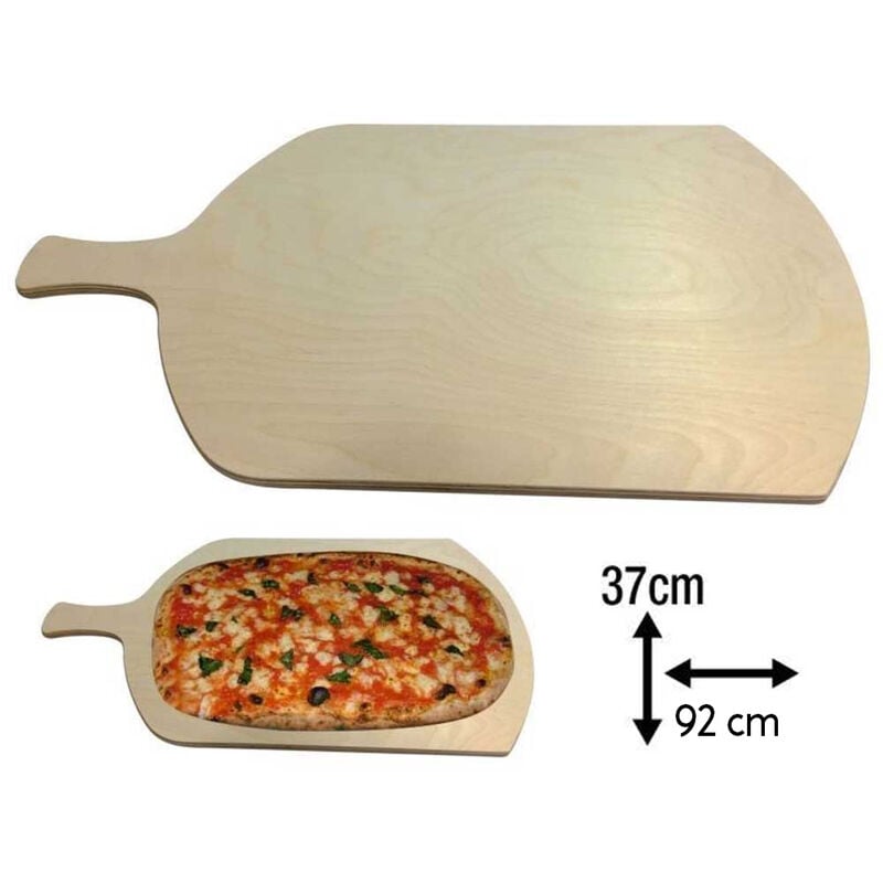 foto del prodotto tagliere per pizza a metro teglia vassoio legno rettangolare con manico 92x37cm