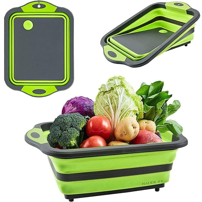 foto del prodotto tagliere pieghevole accessori da campeggio contenitore pieghevole multifunzionale in silicone tavolo da cucina portatile cestino di scarico adatto