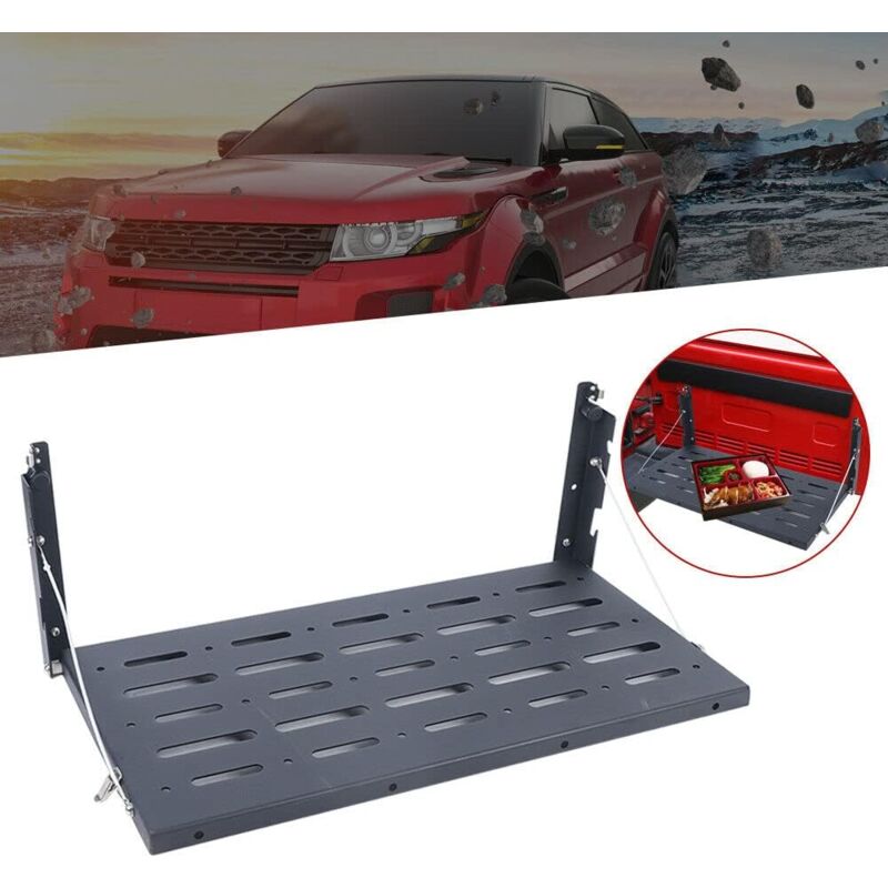 foto del prodotto tailgate table tavolo pieghevole per portellone posteriore, in acciaio, 60 x 31 cm, per jeep wrangler jk, supporto posteriore pieghevole