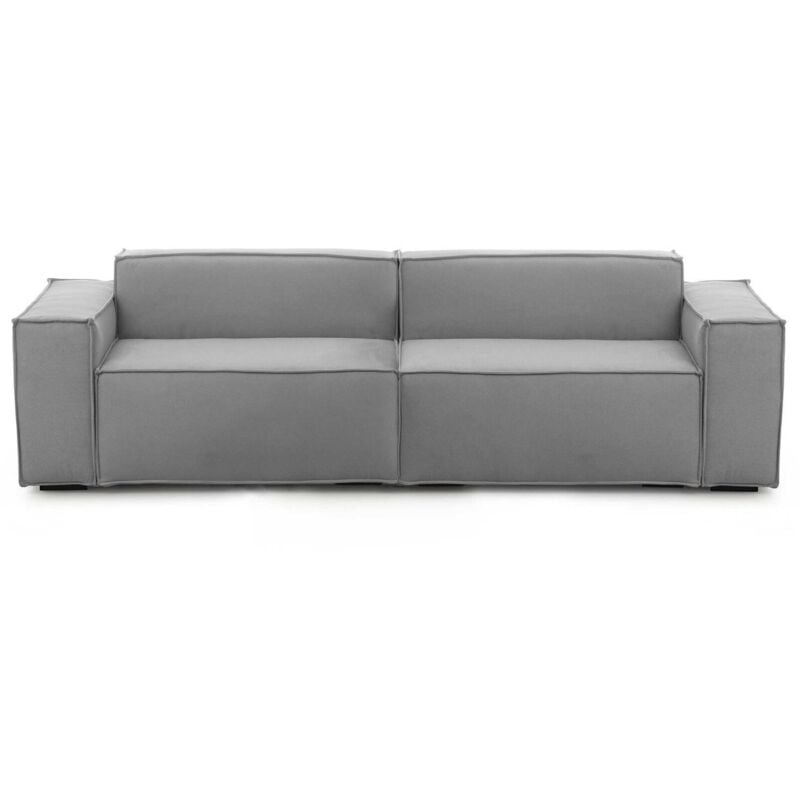 foto del prodotto talamo italia divano fisso 3 posti argo, divano componibile lineare, sof moderno da soggiorno in tessuto, 100 made in italy, cm 260x95h70, grigio