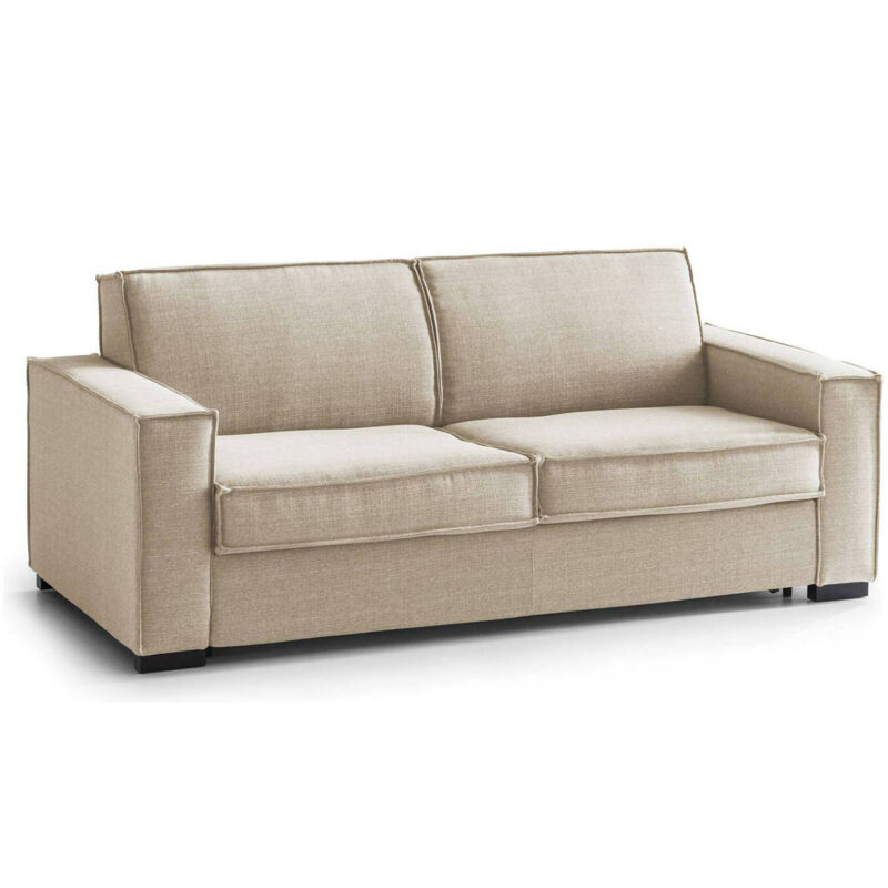 foto del prodotto talamo italia divano fisso carol, divano a 2 posti, 100 made in italy, sof soggiorno in tessuto, con braccioli slim, cm 160x95h90, beige, con