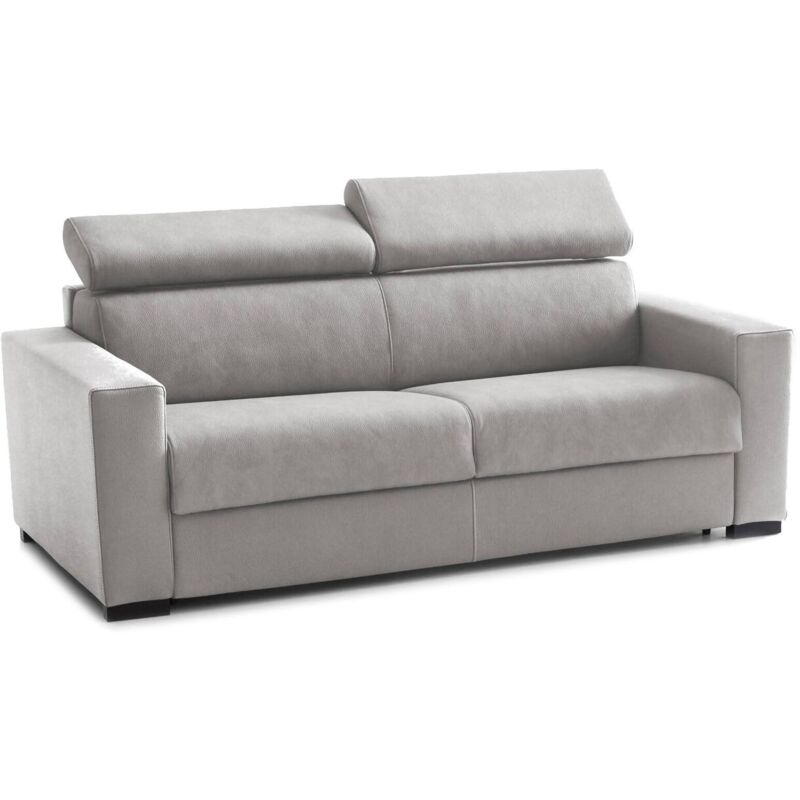 foto del prodotto talamo italia - divano letto 3 posti action, sofà soggiorno apertura girevole, poggiatesta regolabili e braccioli standard, 100% made in italy, cm 220x95h85, grigio