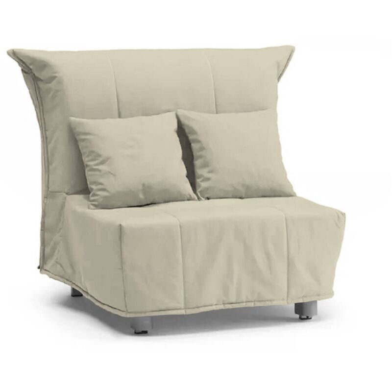 foto del prodotto talamo italia divano letto alma, divano singolo, 100 made in italy, poltrona soggiorno con apertura a carrello, in tessuto imbottito, con cuscini