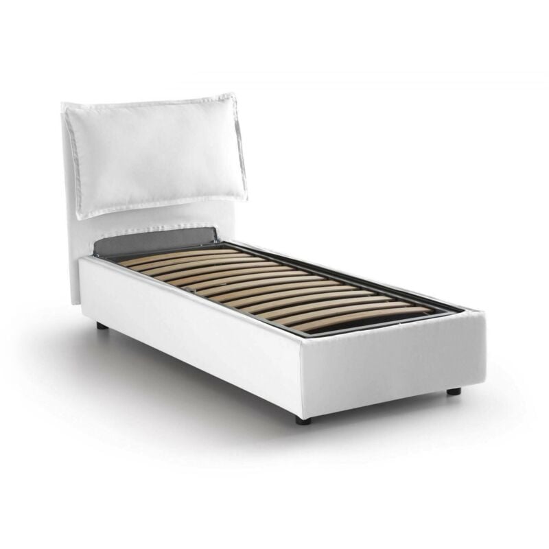 foto del prodotto talamo italia dmora letto singolo evelyn, letto contenitore con rivestimento in tessuto, 100 made in italy, apertura frontale, adatto per