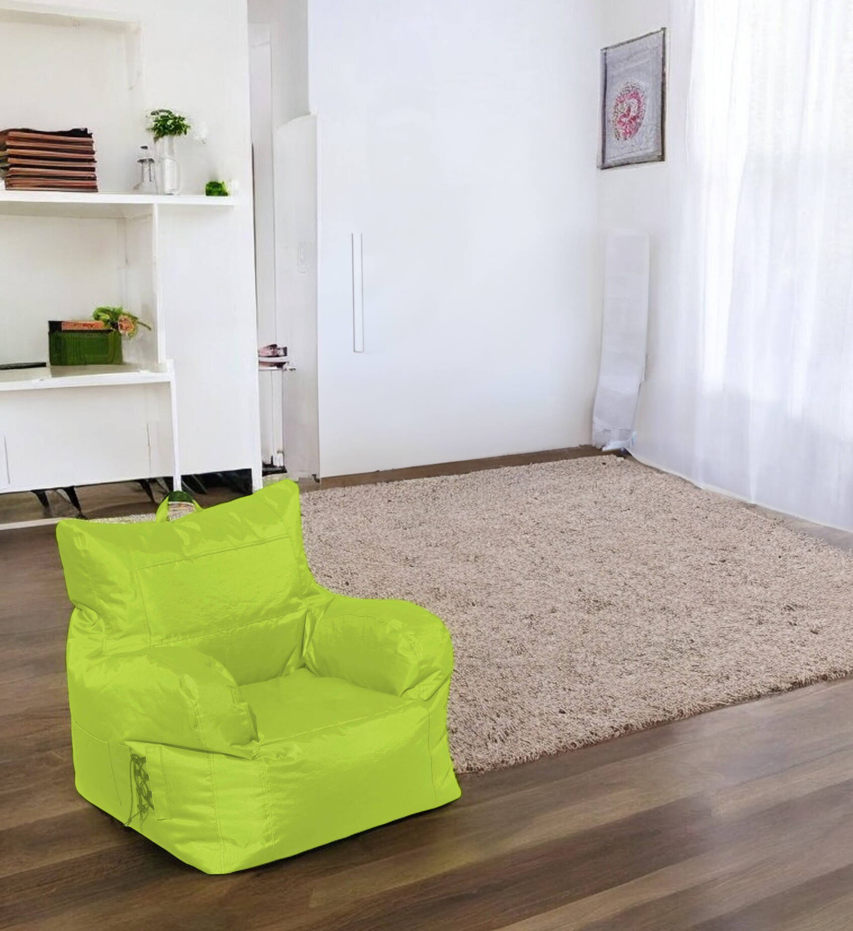 foto del prodotto talamo italia dmora poltrona imbottita con braccioli, colore verde, misure 80 x 80 x 80 cm, con imballo rinforzato
