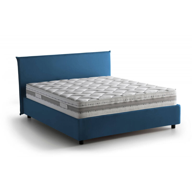 foto del prodotto talamo italia letto alla francese aros, letto contenitore in tessuto, apertura frontale, con materasso cm 140x200 incluso, 100 made in italy, blu