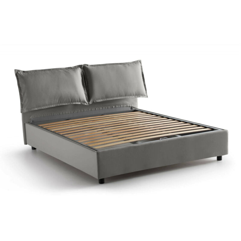 foto del prodotto talamo italia letto alla francese askari, letto contenitore in tessuto, apertura frontale, adatto per materasso cm 140x190, 100 made in italy,