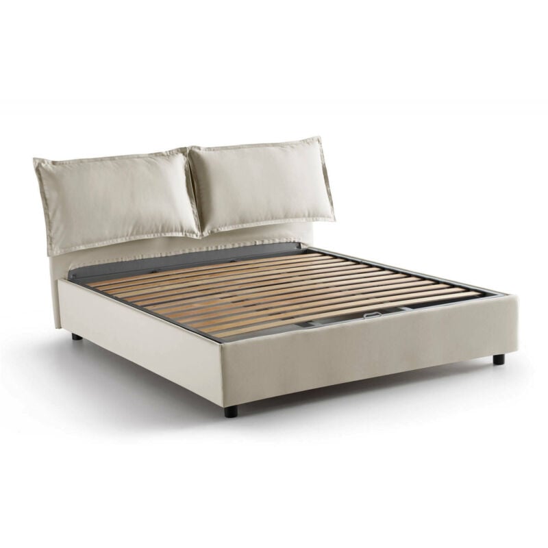 foto del prodotto talamo italia letto matrimoniale agnese, letto contenitore con rivestimento in tessuto, 100 made in italy, apertura frontale, adatto per materasso