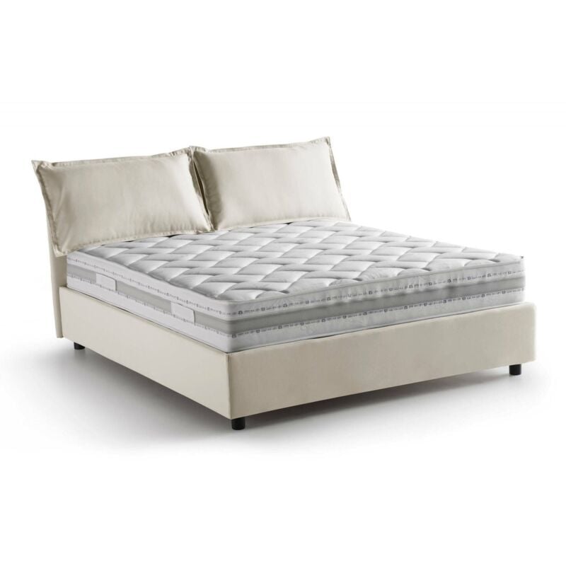 foto del prodotto talamo italia letto matrimoniale amy, letto contenitore con rivestimento in tessuto, 100 made in italy, apertura frontale, con materasso cm