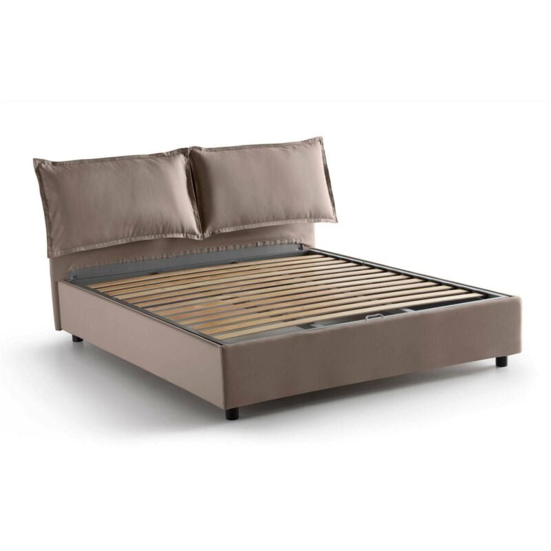foto del prodotto talamo italia - letto matrimoniale anjin, letto contenitore con rivestimento in tessuto, 100 made in italy, apertura frontale, adatto per materasso