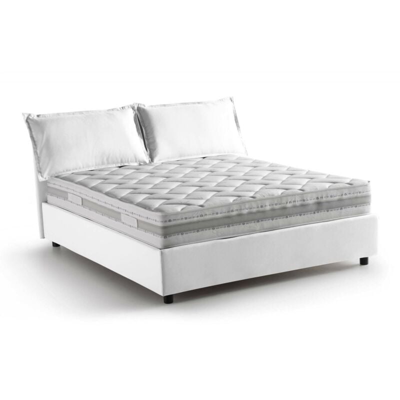 foto del prodotto talamo italia letto matrimoniale denise, letto contenitore con rivestimento in tessuto, 100 made in italy, apertura frontale, con materasso cm