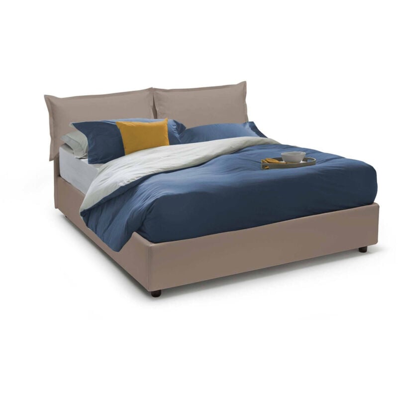 foto del prodotto talamo italia letto matrimoniale viburno, letto contenitore con rivestimento in ecopelle, 100 made in italy, apertura frontale, adatto per
