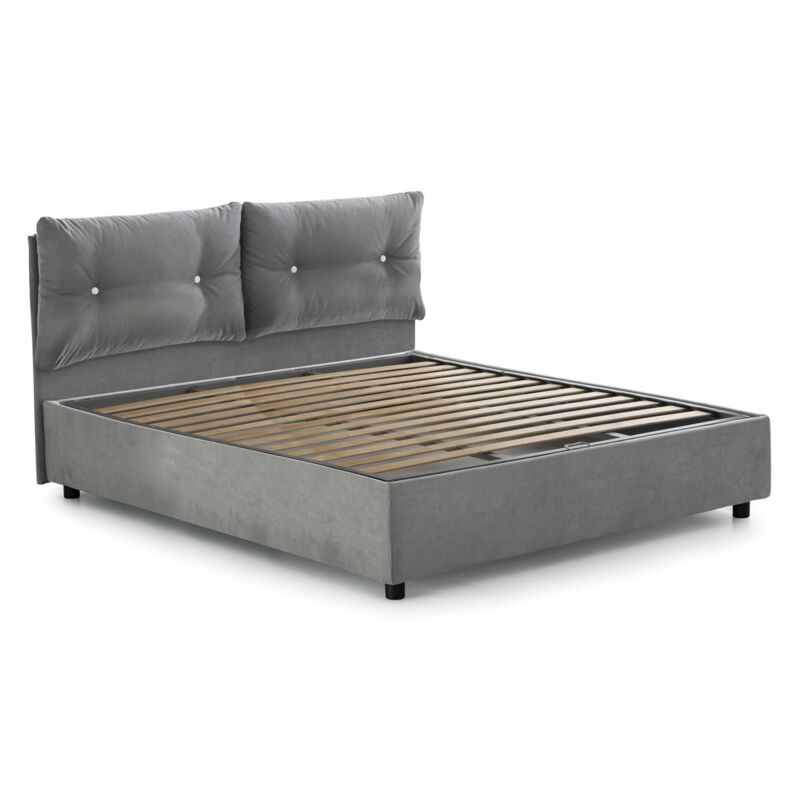 foto del prodotto talamo italia letto piazza e mezza agamennone, letto contenitore con rivestimento in tessuto, 100 made in italy, apertura frontale, adatto per