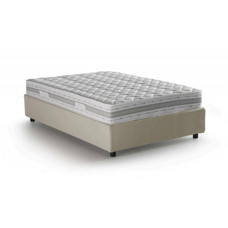 foto del prodotto talamo italia letto piazza e mezza alvise, letto contenitore con rivestimento in tessuto, 100 made in italy, apertura frontale, con materasso cm