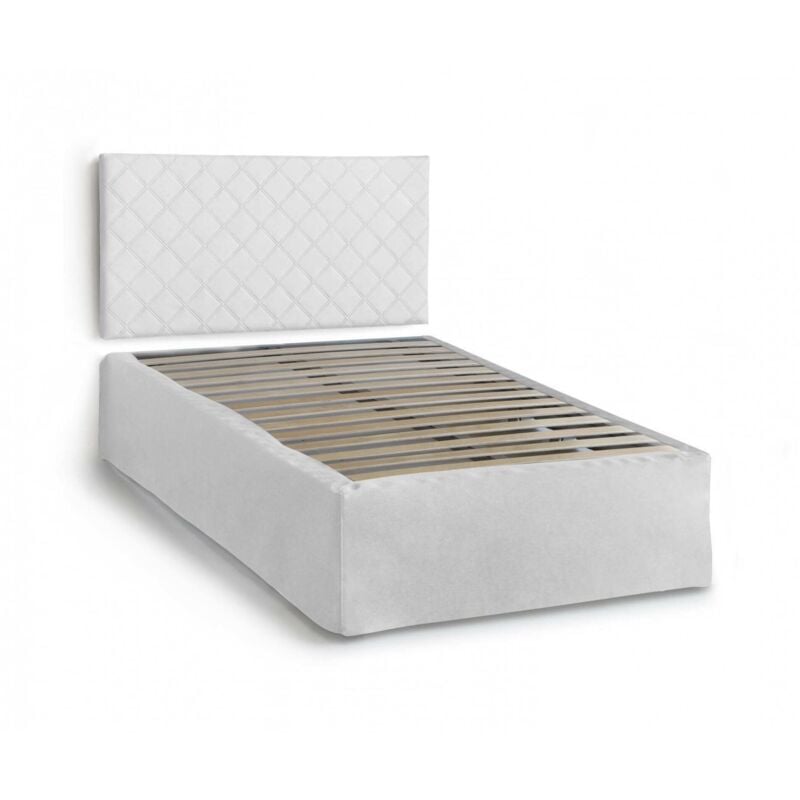 foto del prodotto talamo italia - letto piazza e mezza anas, set testata in ecopelle con rete ortopedica e mantovana, 100 made in italy, adatto a materasso da cm