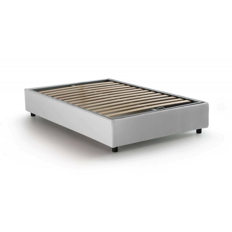foto del prodotto talamo italia letto piazza e mezza arianna, letto contenitore con rivestimento in tessuto, 100 made in italy, apertura frontale, adatto per