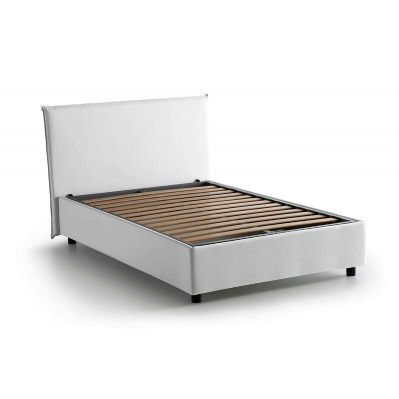 foto del prodotto talamo italia letto piazza e mezza ashasa, letto contenitore con rivestimento in tessuto, 100 made in italy, apertura frontale, adatto per materasso