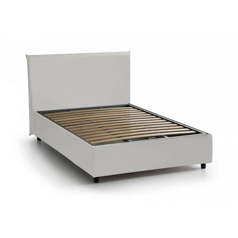 foto del prodotto talamo italia letto piazza e mezza assia, letto contenitore con rivestimento in ecopelle, 100 made in italy, apertura frontale, adatto per materasso