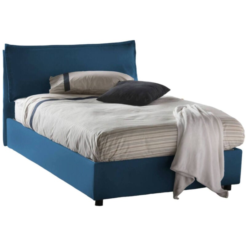 foto del prodotto talamo italia letto piazza e mezza asso, letto contenitore con rivestimento in tessuto, 100 made in italy, apertura frontale, adatto per materasso