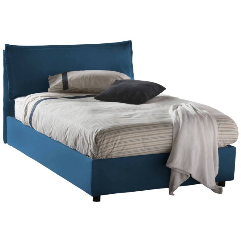foto del prodotto talamo italia letto piazza e mezza claudia, letto contenitore con rivestimento in tessuto, 100 made in italy, apertura frontale, adatto per