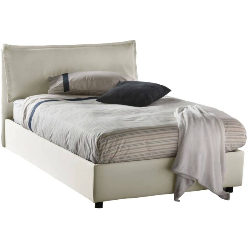 foto del prodotto talamo italia letto piazza e mezza claudia, letto contenitore con rivestimento in tessuto, 100 made in italy, apertura frontale, adatto per