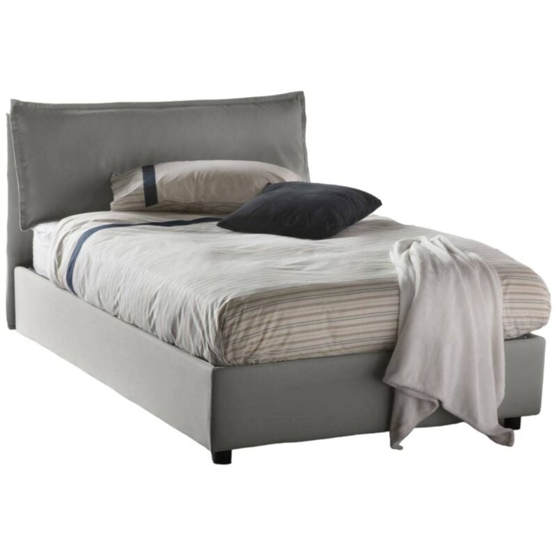 foto del prodotto talamo italia letto piazza e mezza desir e, letto contenitore con rivestimento in tessuto, 100 made in italy, apertura frontale, con materasso cm