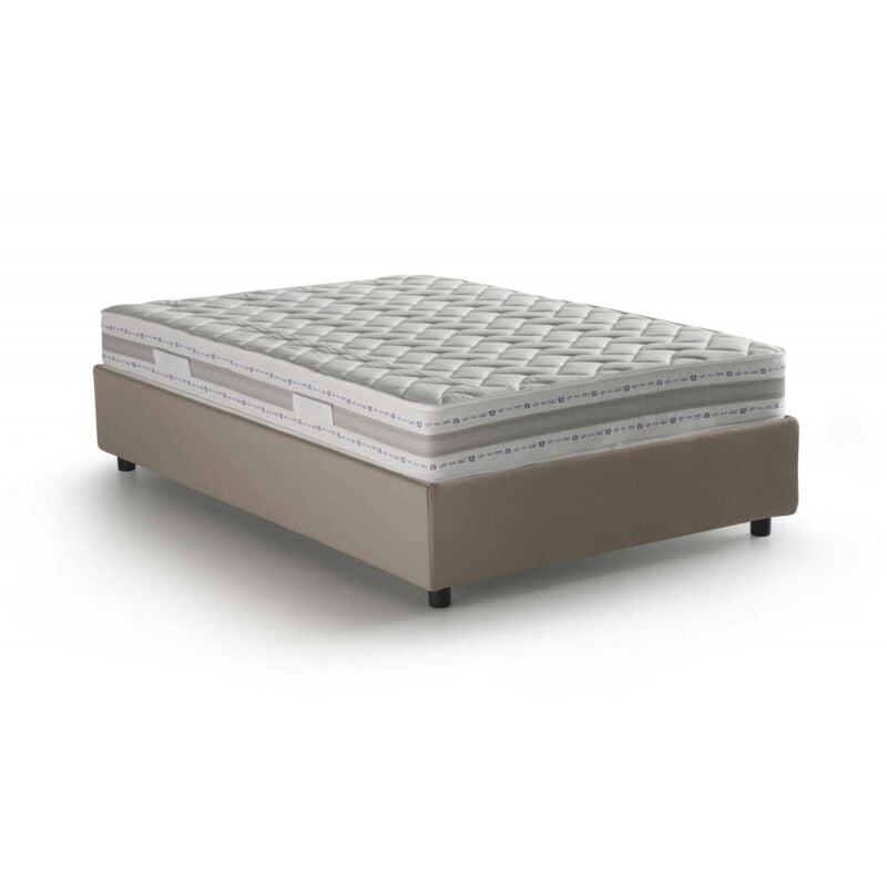 foto del prodotto talamo italia - letto piazza e mezza greta, letto contenitore con rivestimento in ecopelle, 100 made in italy, apertura laterale, con materasso cm