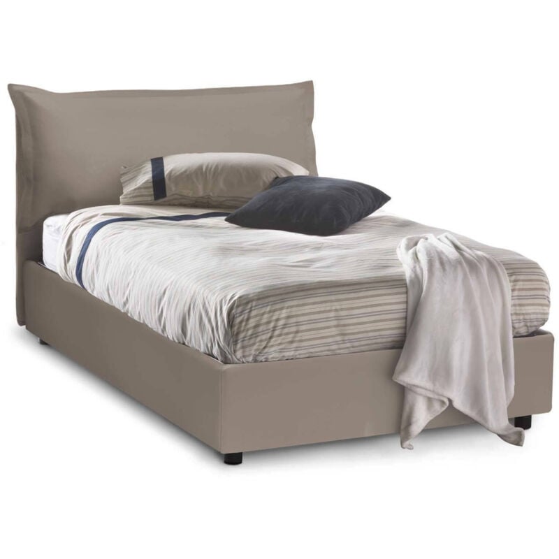 foto del prodotto talamo italia letto piazza e mezza latona, letto contenitore con rivestimento in ecopelle, 100 made in italy, apertura frontale, adatto per