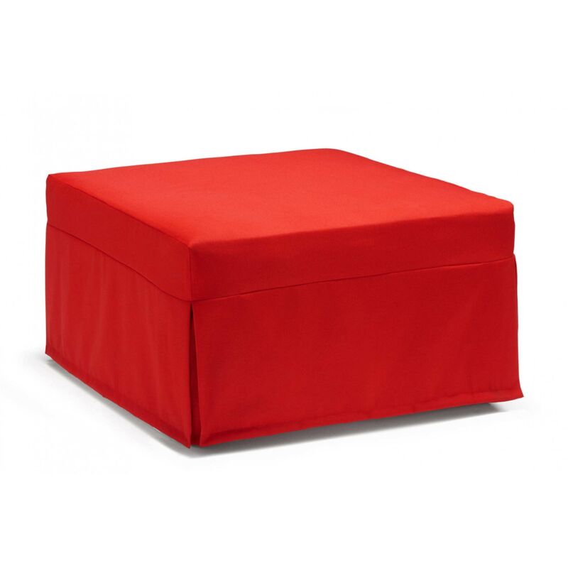 foto del prodotto talamo italia letto pieghevole abak, pouf trasformabile in letto singolo, pouf in tessuto da soggiorno, 100 made in italy, 80x80h45 cm, rosso