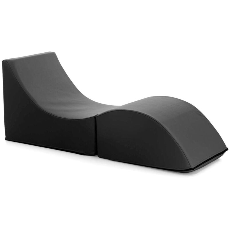 foto del prodotto talamo italia letto pieghevole arbil, pouf trasformabile in letto singolo, chaise longue in ecopelle, 100 made in italy, 130x50h50 cm, nero