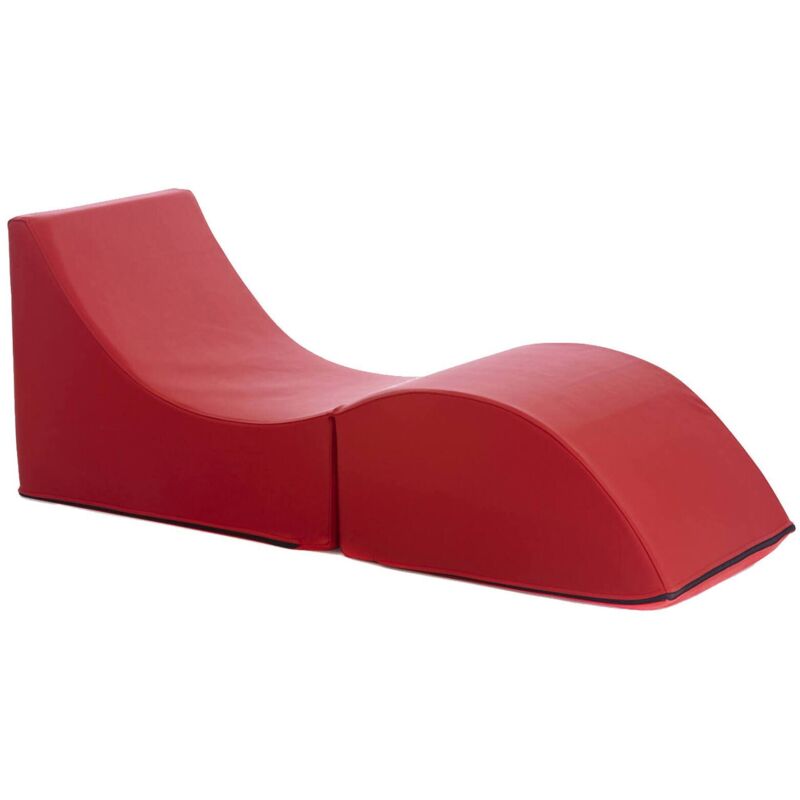 foto del prodotto talamo italia letto pieghevole arbil, pouf trasformabile in letto singolo, chaise longue in ecopelle, 100 made in italy, 130x50h50 cm, rosso