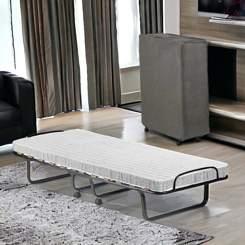 foto del prodotto talamo italia letto pieghevole deva, brandina con rete 12 doghe, materasso incluso, lettino salvaspazio, 100 made in italy, 80x190h37 cm, cover