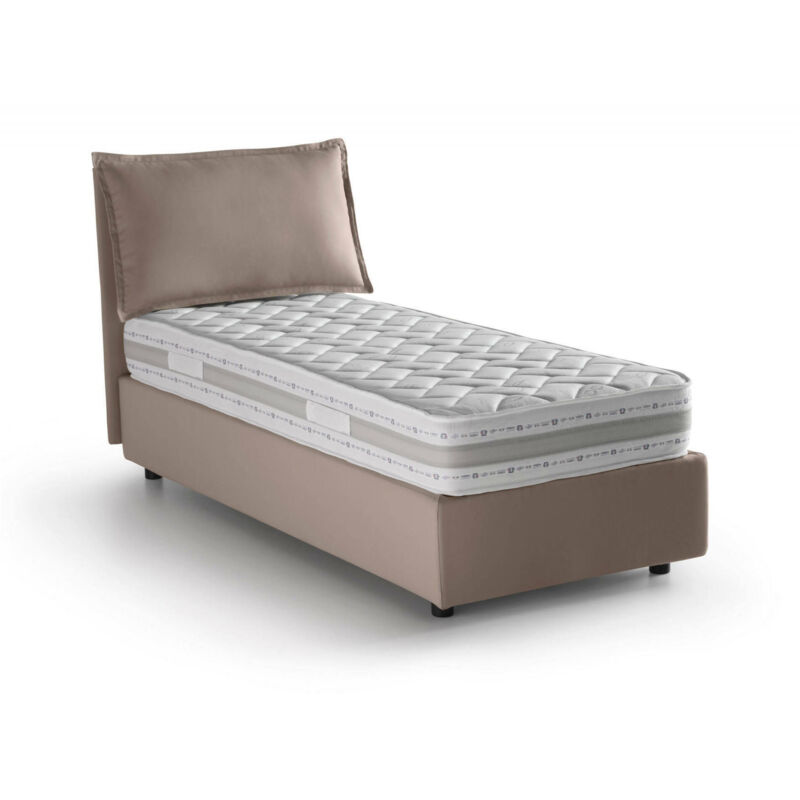 foto del prodotto talamo italia letto singolo evelyn, letto contenitore con rivestimento in tessuto, 100 made in italy, apertura frontale, con materasso cm 90x200