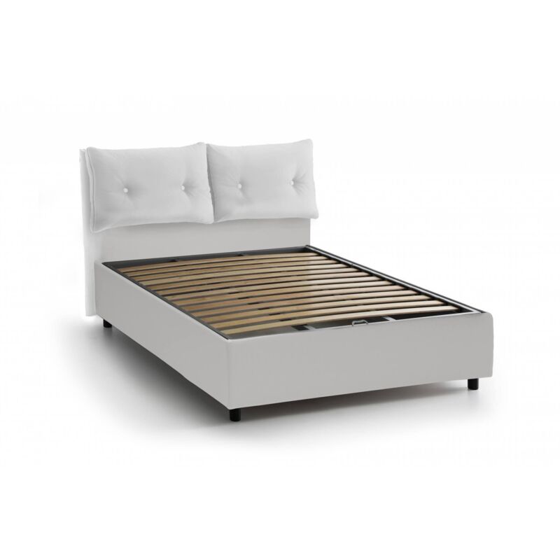 foto del prodotto talamo italia letto singolo ildegarda, letto contenitore con rivestimento in ecopelle, 100 made in italy, apertura frontale, adatto per materasso